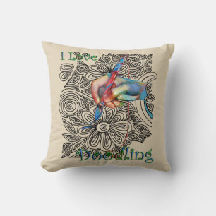 Coussin Art doodé colorant