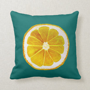 Coussin Art d'original de citron de jaune d'agrume d'art