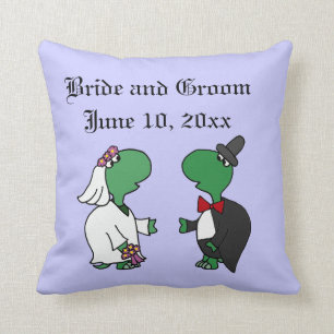 Coussin Art drôle de mariage de jeunes mariés de tortue