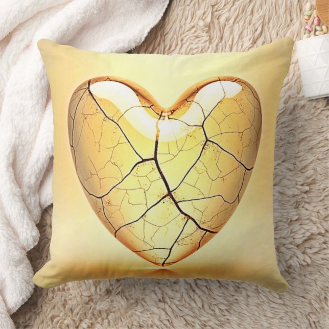 Coussin Art du cœur doré fissuré (Couverture)