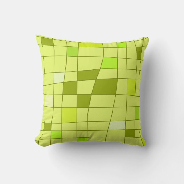 Coussin Art du Moyen-siècle rétro Warered Chartreuse (Recto)