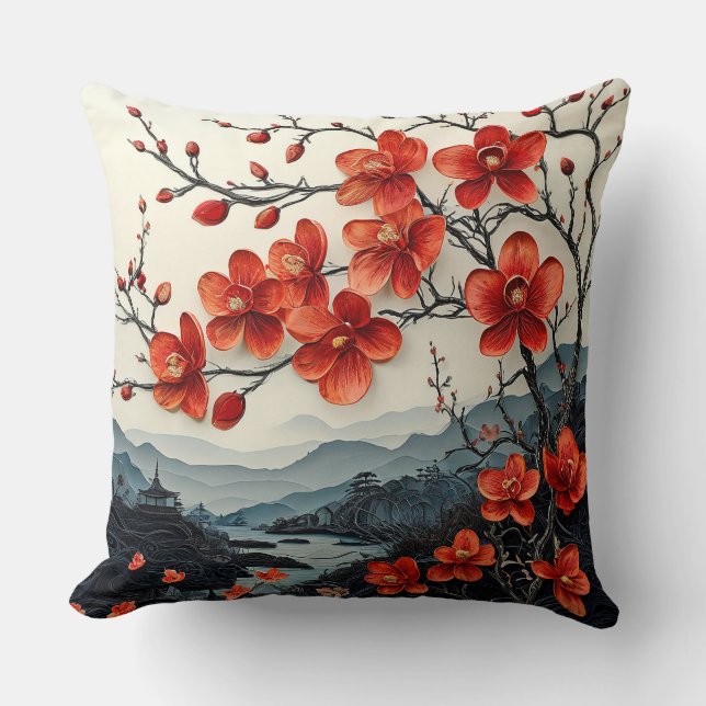 Coussin art du papier d'arbre de sakura (Recto)