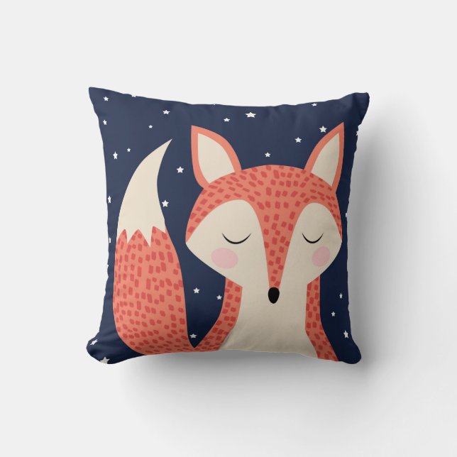 Coussin Art du renard rouge renard endormi ciel nocturne e (Recto)