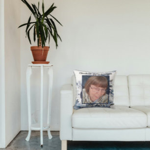 Coussin Art du tournesol bleu et blanc   Photo   Funéraill