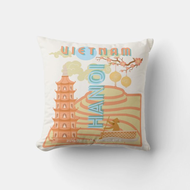Coussin Art du voyage au Vietnam (Recto)