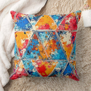 Coussin Art éclatant géométrique vibre
