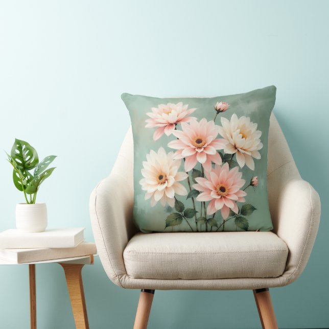Coussin Art Élégant Chrysanthème Rose (Chaise)