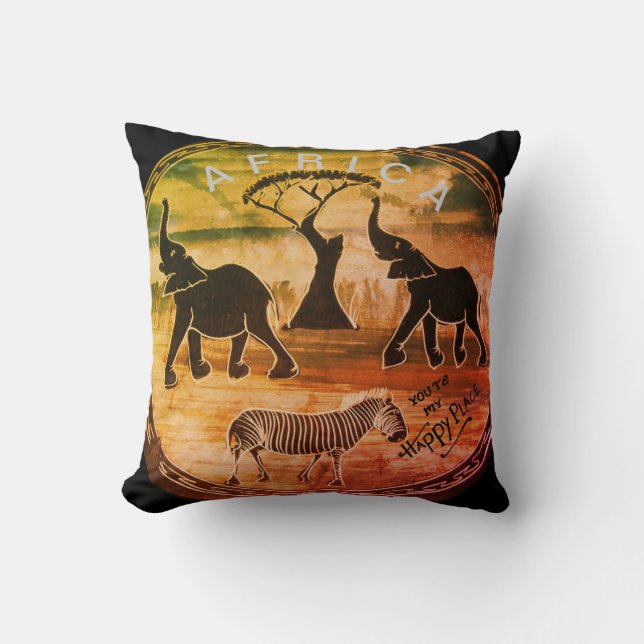 Coussin Art Eléphant Africain (Recto)