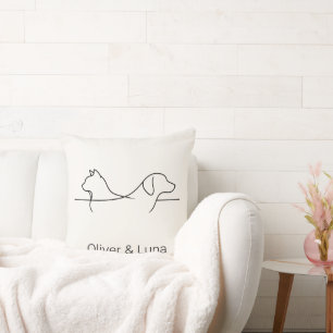 Coussin Art en ligne de noms personnalisés de chat et de c
