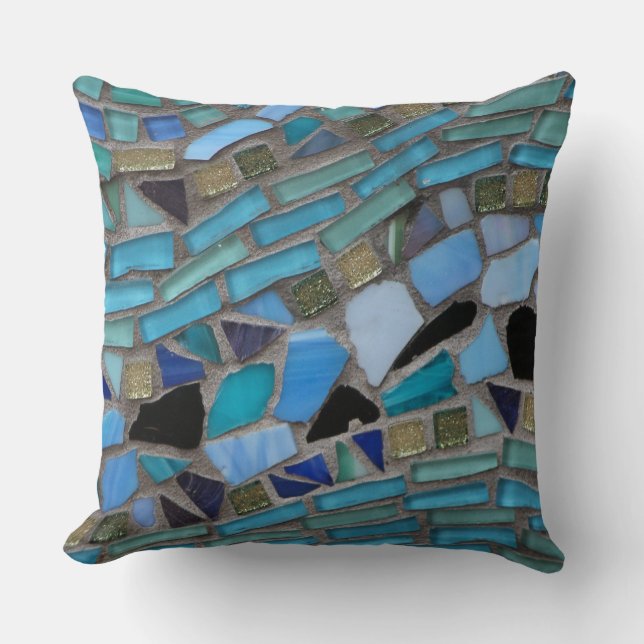 Coussin art en pierre de verre de couleur mosaïque (Recto)