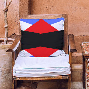 Coussin Art esthétique rouge et bleu bloc de couleur moder