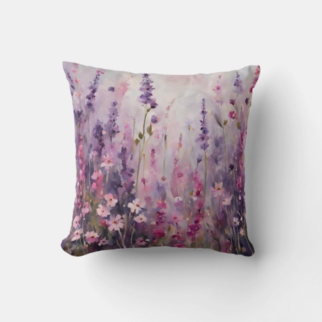 Coussin Art Fleur sauvage rose violet (Recto)