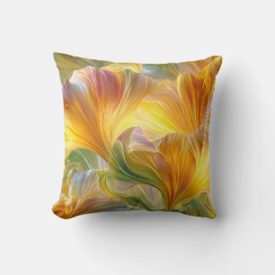 Coussin Art floral abstrait avec des pétales jaunes