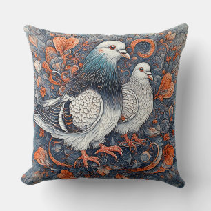 Coussin 🕊️ Art Floral de Romance au Pigeon Élégant