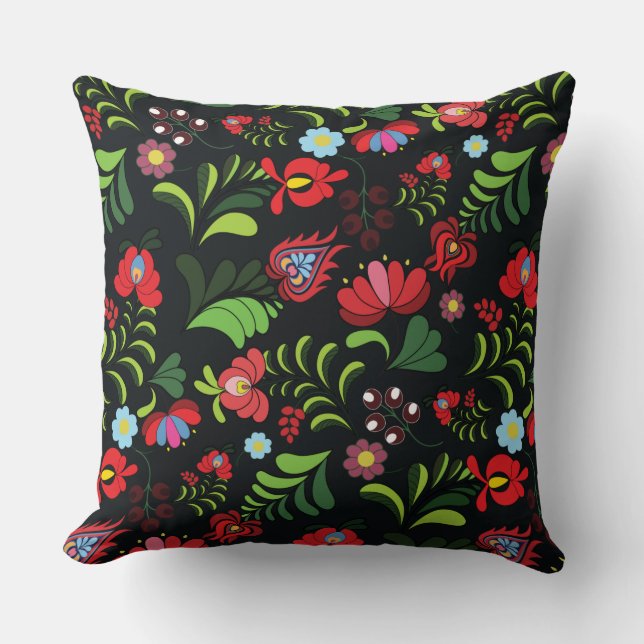 Coussin Art floral folklorique hongrois (Recto)