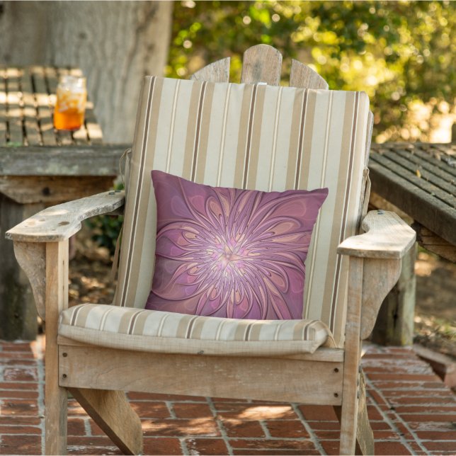 Coussin Art floral fractal moderne abstrait couleurs de ba (Chaise)