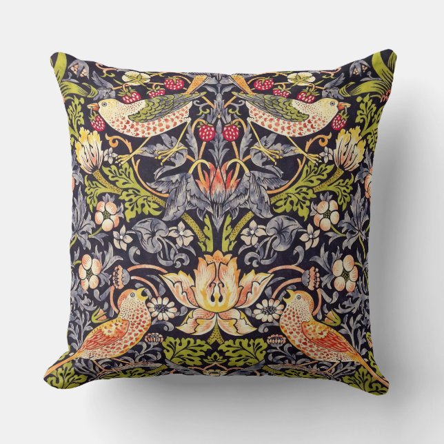 Coussin Art floral Nouveau de voleur de fraise de William (Recto)