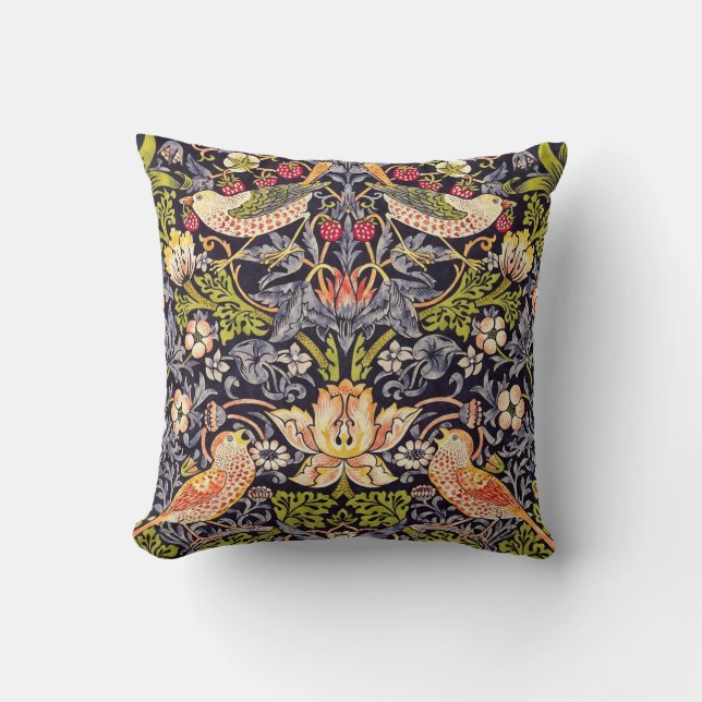 Coussin Art floral Nouveau de voleur de fraise de William (Recto)