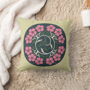 Coussin Art Floral Rose Et Bleu