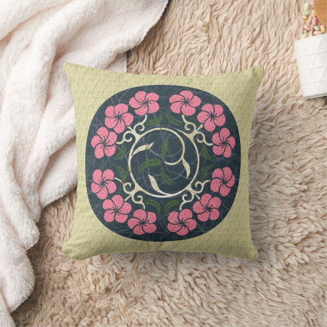 Coussin Art Floral Rose Et Bleu (Couverture)