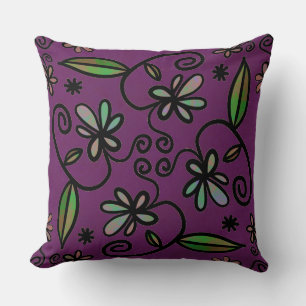 Coussin Art floral sur fond violet