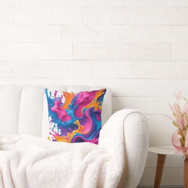 Coussin Art fluide Abstrait vif - Design d'éclaboussure co (Canapé)