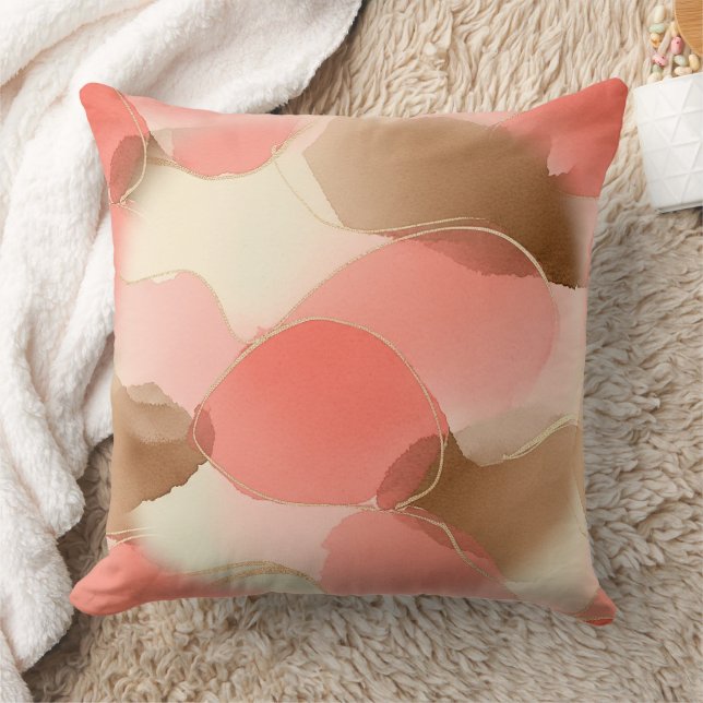 Coussin Art fluide accentué d'or - Marbre Sienne (6) (Couverture)