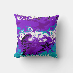 Coussin Art fluide des vagues violettes