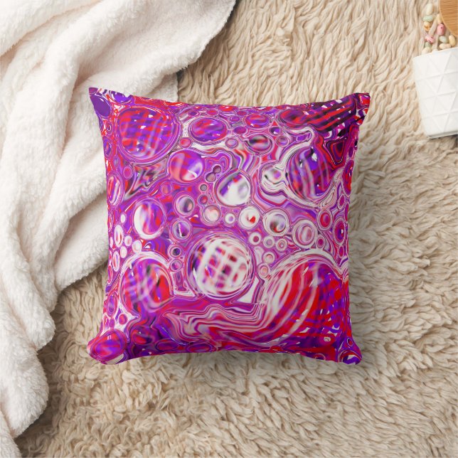 Coussin Art fluide rouge et violet (Couverture)