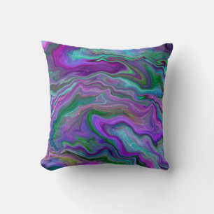 Coussin Art fluide violet et bleu