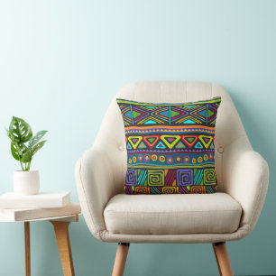 Coussin Art folklorique africain - Formes sans couture Mot