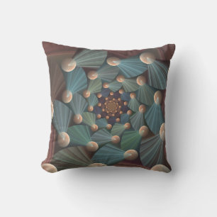 Coussin Art Fractal Abstrait Avec Profondeur Bleu Brown Ar