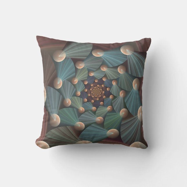 Coussin Art Fractal Abstrait Avec Profondeur Bleu Brown Ar (Recto)