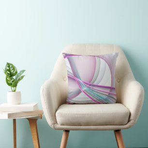 Coussin Art fractal abstrait coloré en mouvement