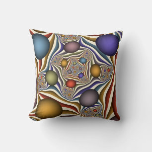 Coussin Art fractal abstrait moderne et coloré qui s'envol