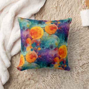 Coussin Art fractal abstrait vibrant de dérive solaire