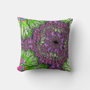 Coussin Art fractal coloré néon vibrant tripant groove