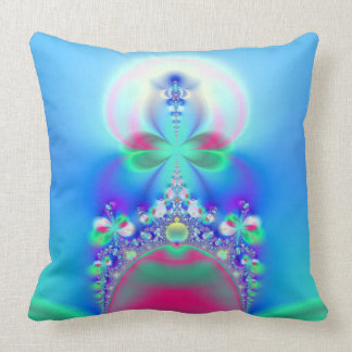 Coussin Art Fractal Couronne Fée Rose et Bleu