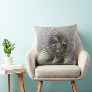 Coussin Art fractal de forme 3D abstraite moderne