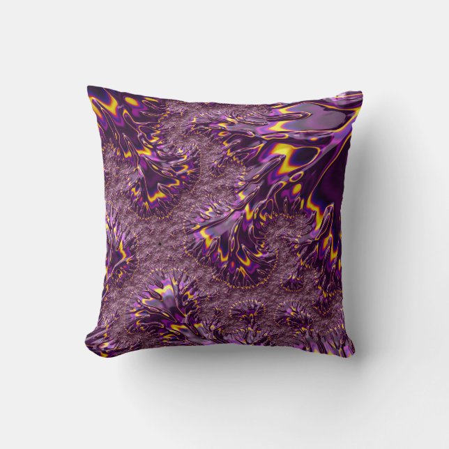 Coussin Art fractal groovy jaune violet trippy vibrant (Recto)