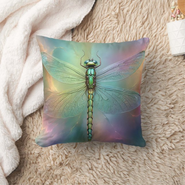 Coussin Art Fractal Petite libellule verte, (Couverture)