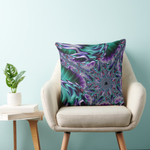 Coussin Art fractal psychédélique funky trippy
