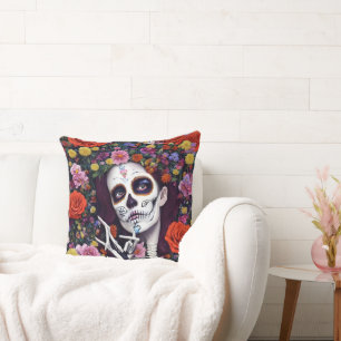 Coussin Art généré par IA pour le Jour des Morts