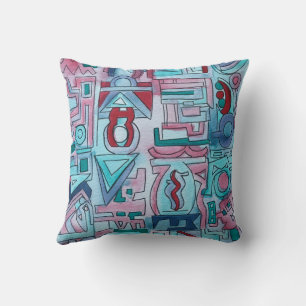 Coussin Art géométrique abstrait funky de rue urbaine deux