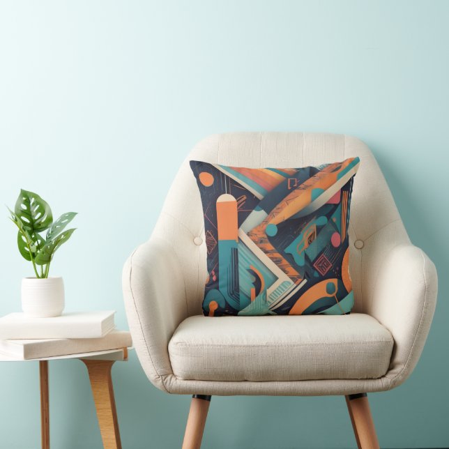 Coussin Art géométrique abstrait – Graphisme audacieux et  (Chaise)
