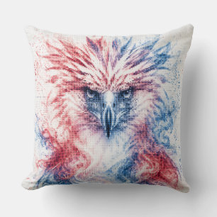 Coussin Art géométrique de l'aigle des Philippines rouge e