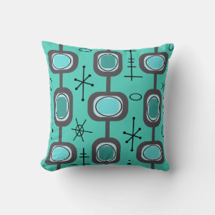 Coussin Art géométrique de l'ère spatiale Aquamarine