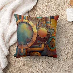 Coussin Art géométrique industriel steampunk