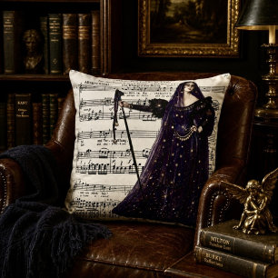 Coussin Art gothique vintage de la Reine de la Nuit de l'O