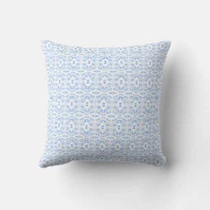 Coussin Art Gouache Abstrait Bleu Blanc Spectroscopique